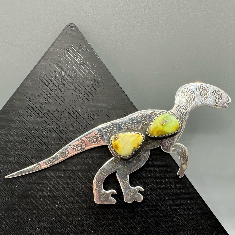 Palomino Turquoise Sterling Silver 925 Dinosaur 🦕 Velociraptor Handmade Hook